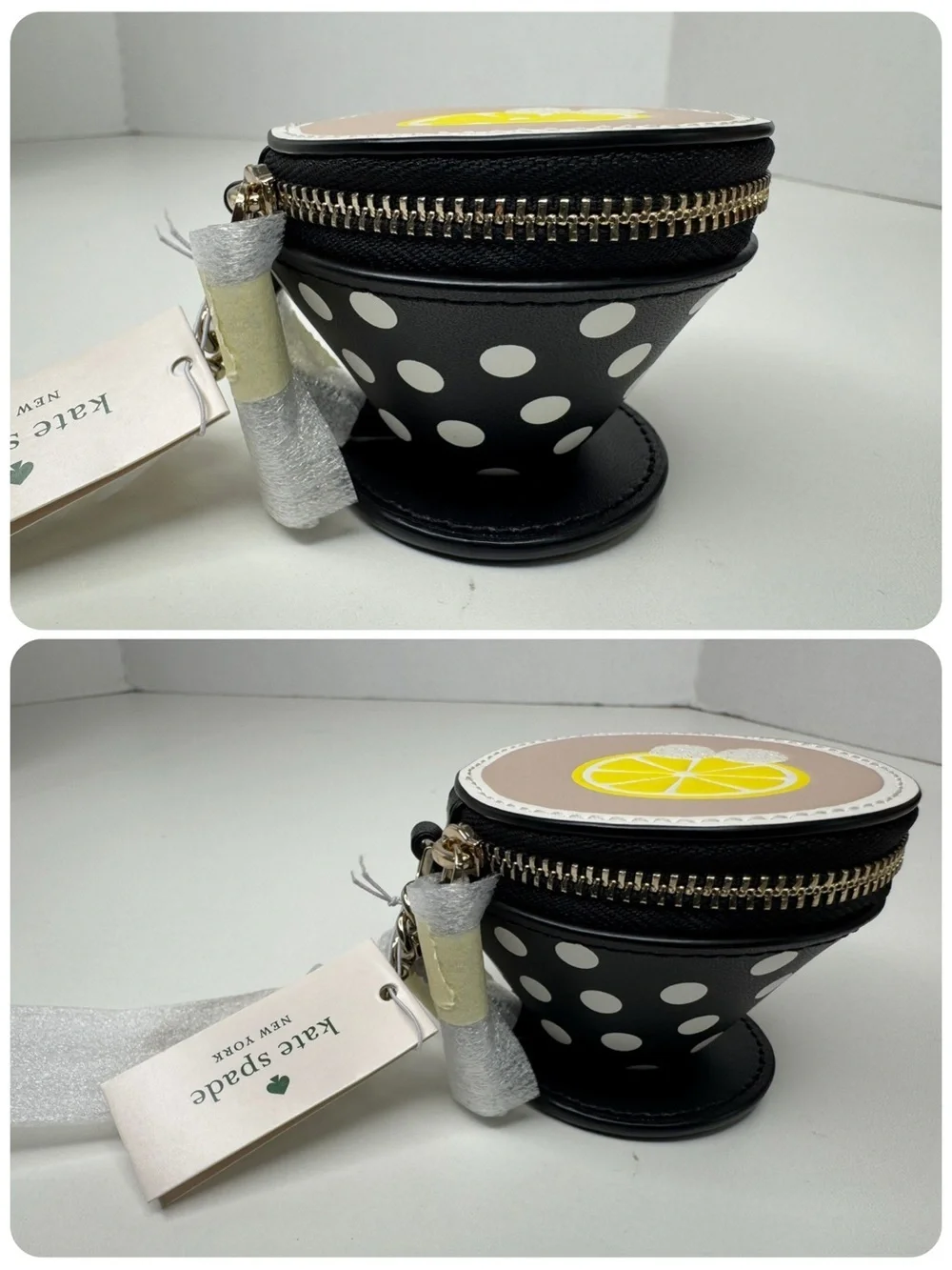 Kate Spade Tea Party Polka Dot Cup Coin Bag Keychain
